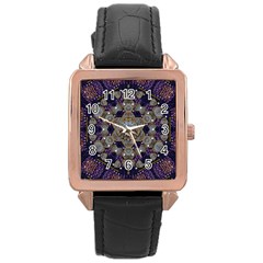 Flowers Of Diamonds In Harmony And Structures Of Love Rose Gold Leather Watch  by pepitasart