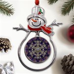 Flowers Of Diamonds In Harmony And Structures Of Love Metal Snowman Ornament Front