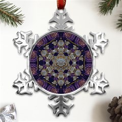 Flowers Of Diamonds In Harmony And Structures Of Love Metal Small Snowflake Ornament by pepitasart