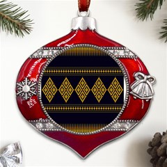 Abstract-batik Klasikjpg Metal Snowflake And Bell Red Ornament by nateshop