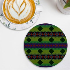 Background-batik 01 Uv Print Round Tile Coaster by nateshop