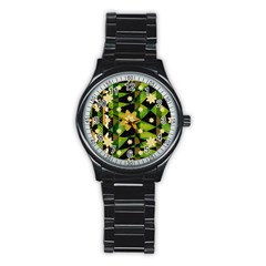 Background-batik 02 Stainless Steel Round Watch by nateshop