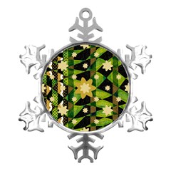 Background-batik 02 Metal Small Snowflake Ornament by nateshop