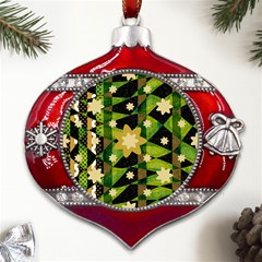 Background-batik 02 Metal Snowflake And Bell Red Ornament by nateshop