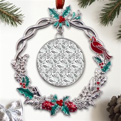 Batik Klasik In Indonesia Metal X mas Wreath Holly Leaf Ornament by nateshop