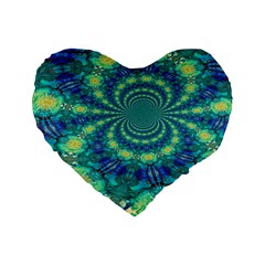 Fractal Standard 16  Premium Flano Heart Shape Cushions by nateshop