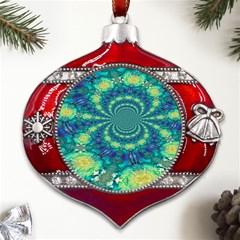 Fractal Metal Snowflake And Bell Red Ornament by nateshop