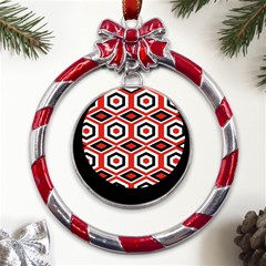 Motif-20 Metal Red Ribbon Round Ornament by nateshop