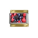 Berries-01 Gold Trim Italian Charm (9mm) Front