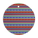 Christmas-color-stripes Pattern Ornament (Round) Front