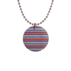 Christmas-color-stripes Pattern 1  Button Necklace by Bedest