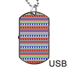 Christmas-color-stripes Pattern Dog Tag Usb Flash (two Sides) by Bedest