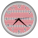 Christmas-pattern-background-green-decorative-star-snow Wall Clock (Silver) Front