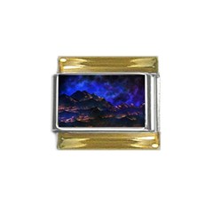 Landscape-sci-fi-alien-world Gold Trim Italian Charm (9mm) by Bedest