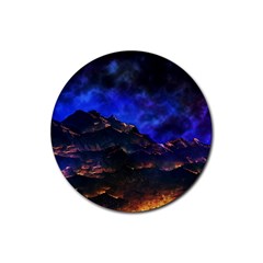 Landscape-sci-fi-alien-world Rubber Coaster (round) by Bedest