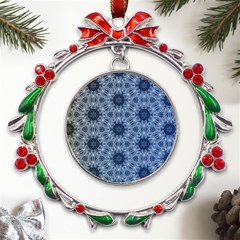 Pattern-patterns-seamless-design Metal X mas Wreath Ribbon Ornament by Bedest