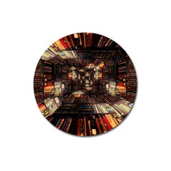 Library-tunnel-books-stacks Magnet 3  (round) by Bedest