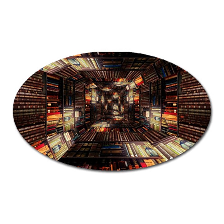 Library-tunnel-books-stacks Oval Magnet