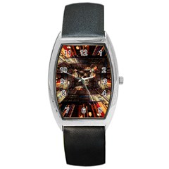 Library-tunnel-books-stacks Barrel Style Metal Watch by Bedest