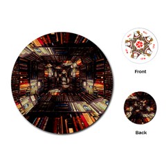 Library-tunnel-books-stacks Playing Cards Single Design (round) by Bedest