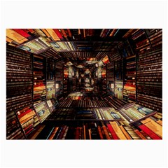 Library-tunnel-books-stacks Large Glasses Cloth by Bedest