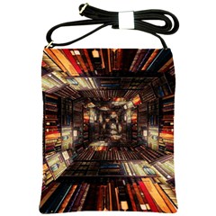 Library-tunnel-books-stacks Shoulder Sling Bag by Bedest