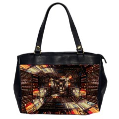 Library-tunnel-books-stacks Oversize Office Handbag (2 Sides) by Bedest