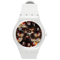 Library-tunnel-books-stacks Round Plastic Sport Watch (m)