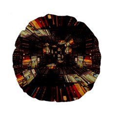 Library-tunnel-books-stacks Standard 15  Premium Flano Round Cushions by Bedest