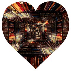 Library-tunnel-books-stacks Wooden Puzzle Heart by Bedest