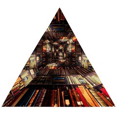 Library-tunnel-books-stacks Wooden Puzzle Triangle by Bedest