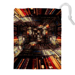 Library-tunnel-books-stacks Drawstring Pouch (4xl) by Bedest