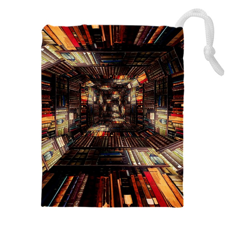 Library-tunnel-books-stacks Drawstring Pouch (5XL)