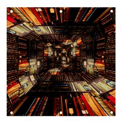 Library-tunnel-books-stacks Banner And Sign 4  X 4  by Bedest