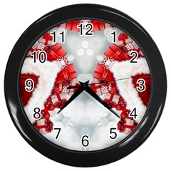 Christmas-background-tile-gifts Wall Clock (black)