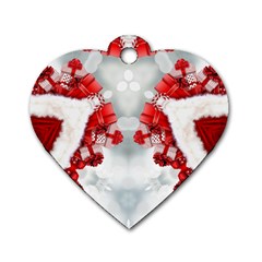 Christmas-background-tile-gifts Dog Tag Heart (two Sides)