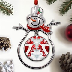 Christmas-background-tile-gifts Metal Snowman Ornament by Bedest