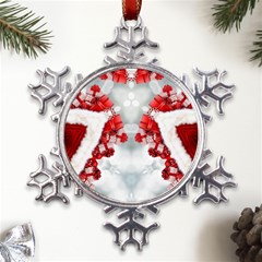 Christmas-background-tile-gifts Metal Large Snowflake Ornament by Bedest