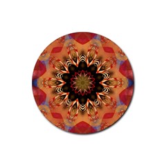 Abstract-kaleidoscope-design Rubber Round Coaster (4 Pack) by Bedest