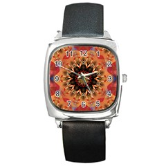 Abstract-kaleidoscope-design Square Metal Watch