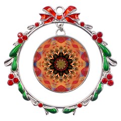 Abstract-kaleidoscope-design Metal X mas Wreath Ribbon Ornament by Bedest