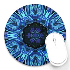 Background-blue-flower Round Mousepad by Bedest