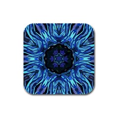 Background-blue-flower Rubber Square Coaster (4 Pack)