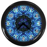 Background-blue-flower Wall Clock (Black) Front