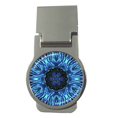 Background-blue-flower Money Clips (round)  by Bedest