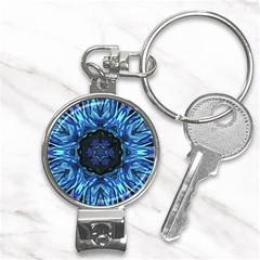 Background-blue-flower Nail Clippers Key Chain