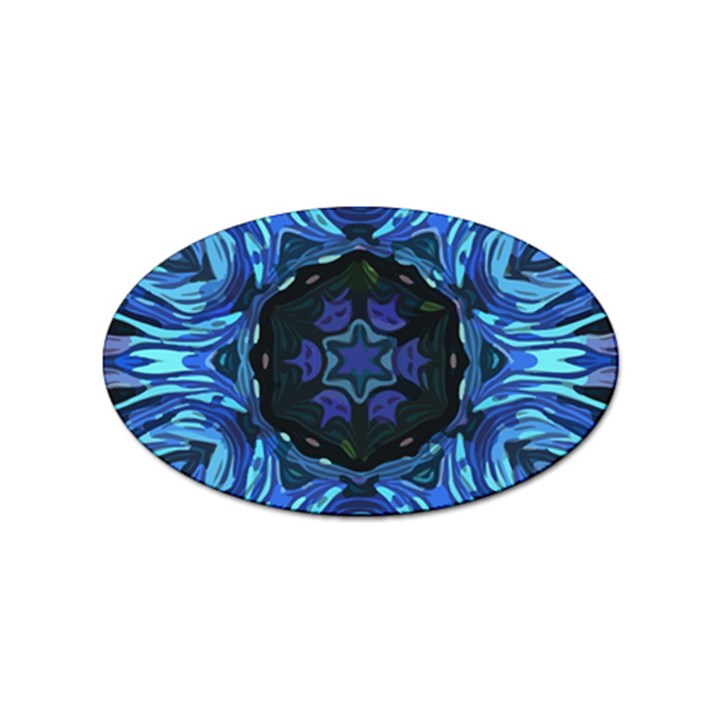 Background-blue-flower Sticker Oval (100 pack)