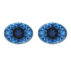 Background-blue-flower Cufflinks (oval)