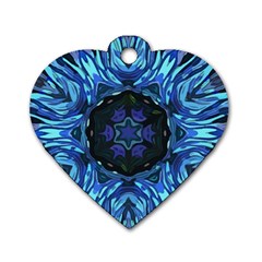 Background-blue-flower Dog Tag Heart (two Sides) by Bedest