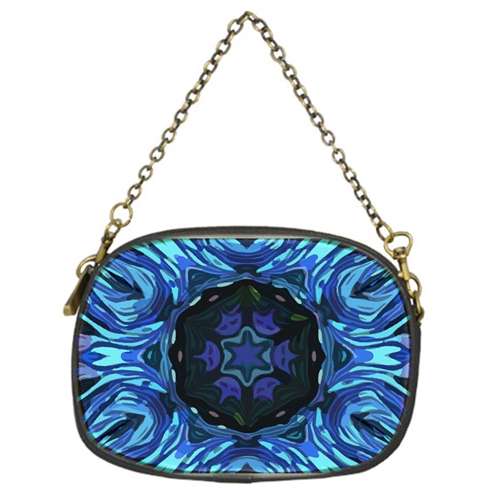 Background-blue-flower Chain Purse (One Side)